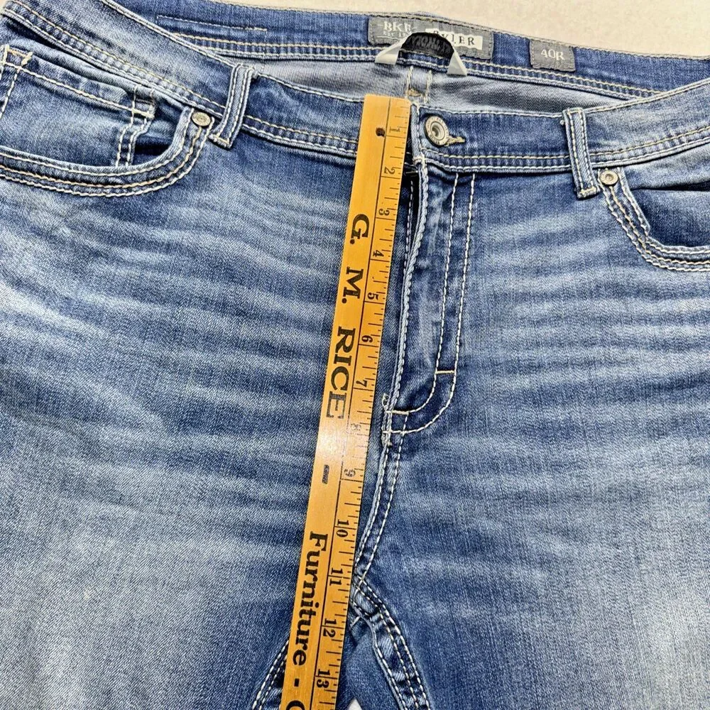 BKE Tyler Simply Straight Jeans Mens 40R Medium Wash Denim Relaxed Straight